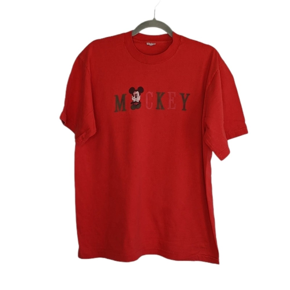 VTG Mickey Single Stitch Tshirt Disney Red Vintage